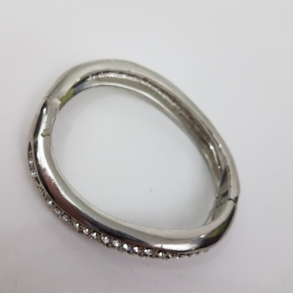 Rhinestone Swirl Cuff Ruffle Asymmetrical Silver - Picture 2 of 8